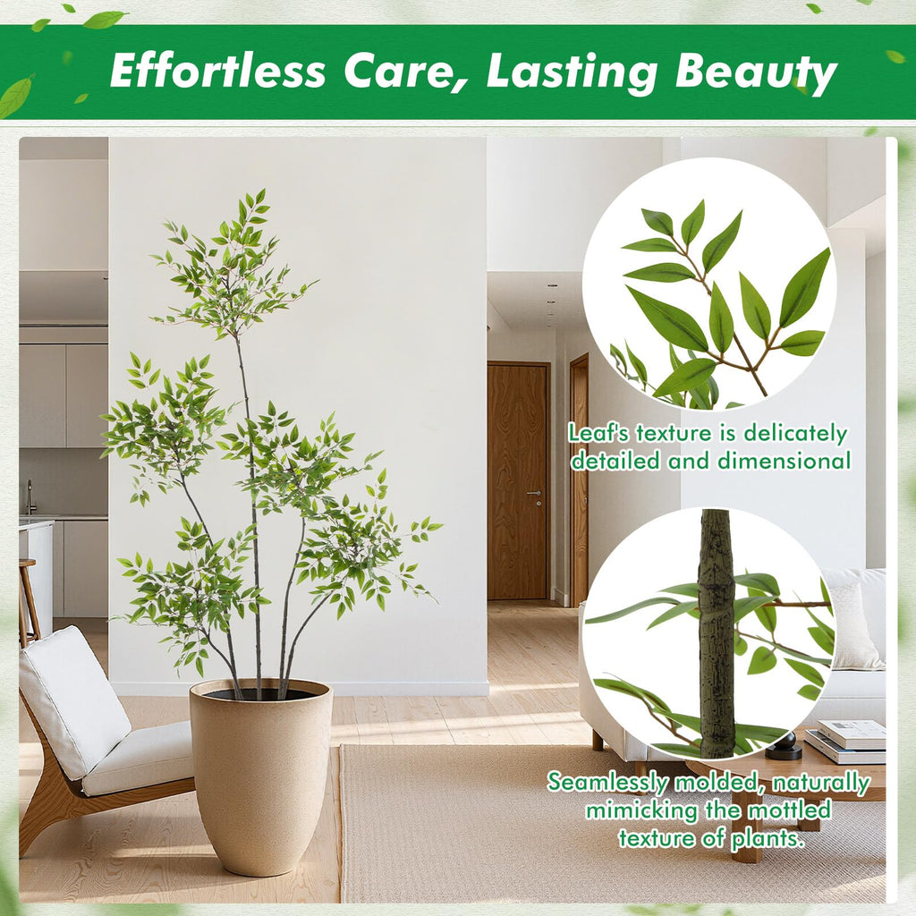 5ft Faux Bamboo Tree Nandina, Artificial Floor Plant, Green