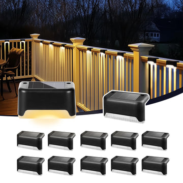 Solar Deck Lights, Solar Step Lights Waterproof, 12 Pack Warm White