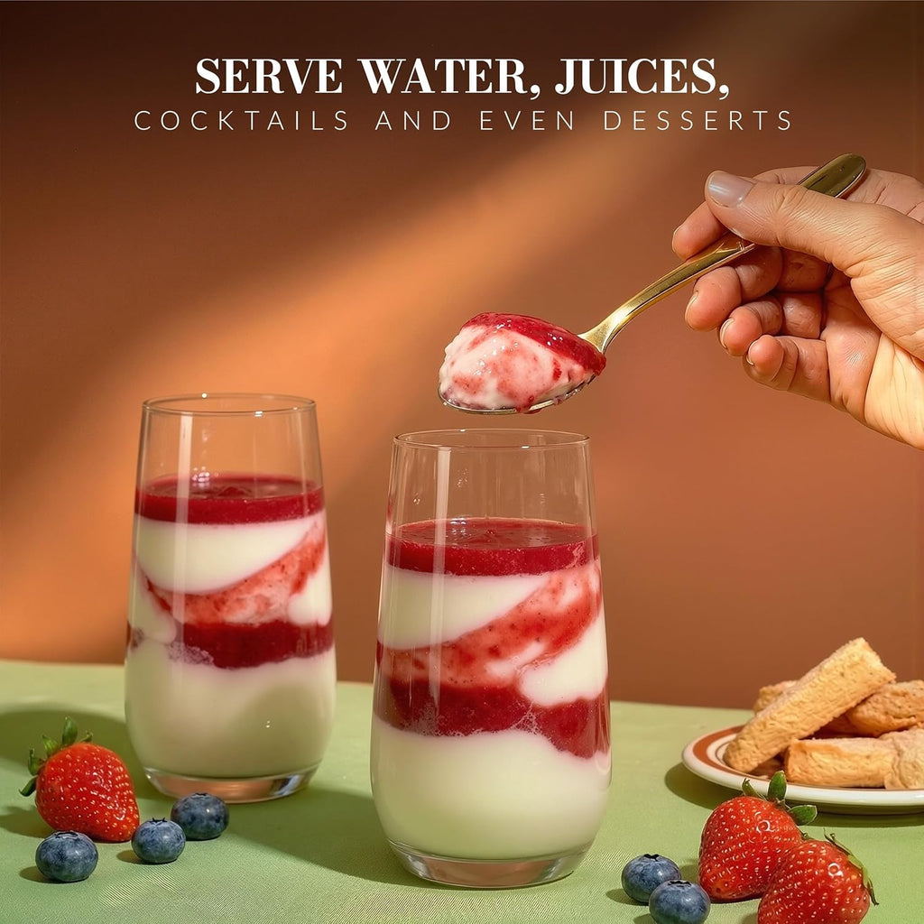 Tall Water, Juice, Drinking Glasses, Set of 6, 16.2 oz, Splendour Collection, Highball & Tumbler Crystal Glass