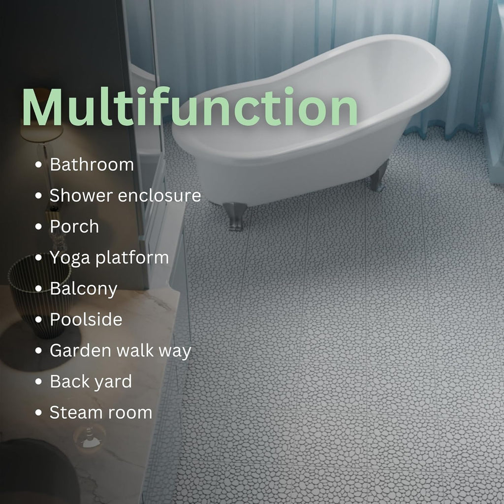12 Pcs Deck Tiles, Pebble Pattern Plastic Interlocking Deck Tiles, 12" x 12" Patio Flooring Outdoor Waterproof All