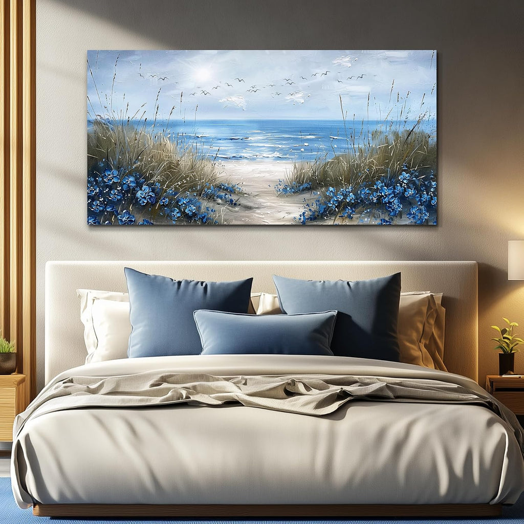 Wall Art Canvas Wall Decor Office Decorations Blue Ocean Wall Painting Sea Wave Pictures Artwork Modern Beach Posters