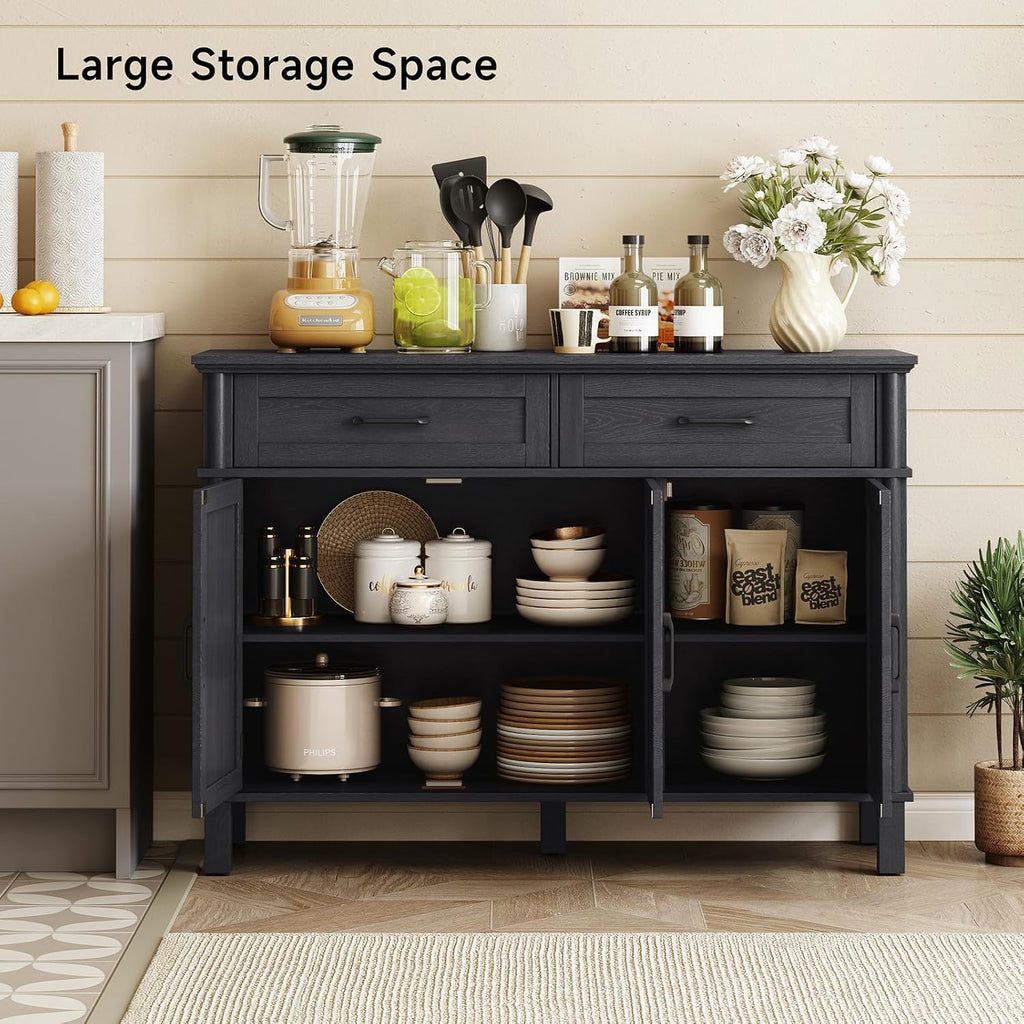 48 Inches Buffet Cabinet with Storage, Farmhouse Sideboard Buffet w/2 Drawers and 3 Doors