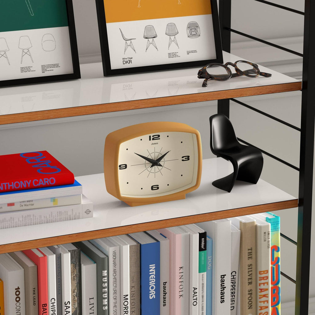 Film Desk Clock | Retro Rectangular Design | Mustard Yellow