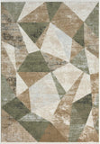 Abani Savoy Collection Area Rug - Green and Cream Geometric Design - 4'x6' - Easy to Clean - Durable for Kids and Pets