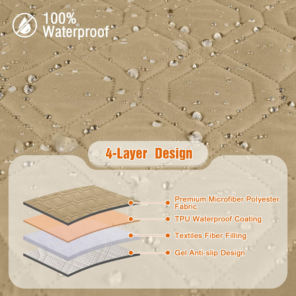 Loveseat Recliner Cover with Console Waterproof, Sand