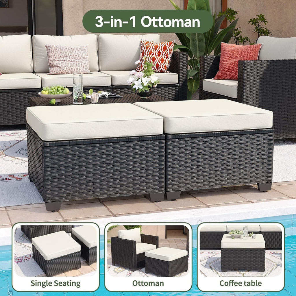 8 Piece Outdoor Patio Furniture Set 7 Seats, Outdoor Sectional with Thick Waterproof Cushions, Patio Conversation