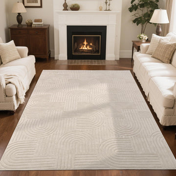 Soft Cozy Fluffy Arch Pattern High Low Pile Area Rugs Non Slip Washable Scandinavian Minimalist Rug Modern