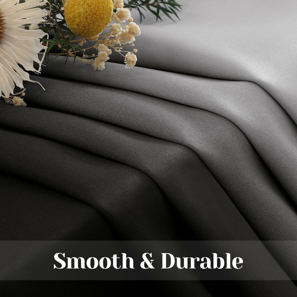 Black 100% Ombre Blackout Curtains, Room Darkening Gradient Light Blocking Thermal Insulated