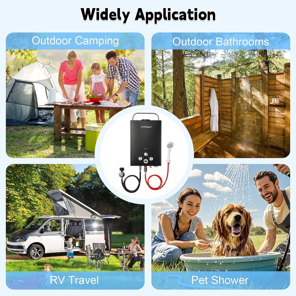 Propane Water Heater Tankless, 1.58GPM 6L Outdoor Portable Propane Gas Instant Hot water heater On Demand, 41