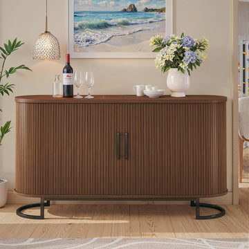 Sideboard Buffet Cabinet with Storage, 54.3" Storage Cabinet with Sliding Door & Adjustable Shelf