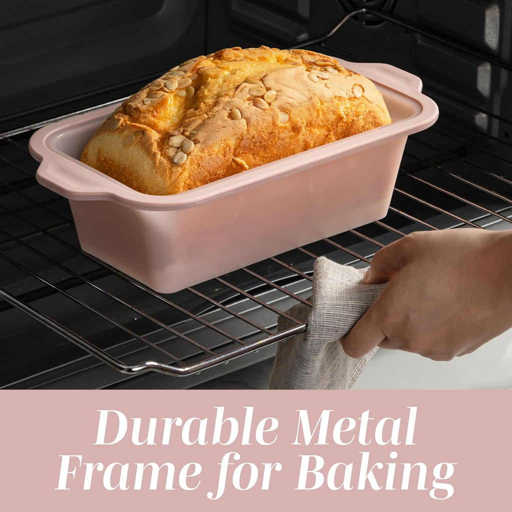 17 Pc. Silicone Pan Set - Non-Stick & Easy Clean Silicone Muffin Pans for with Sturdy Metal Frame for Stability