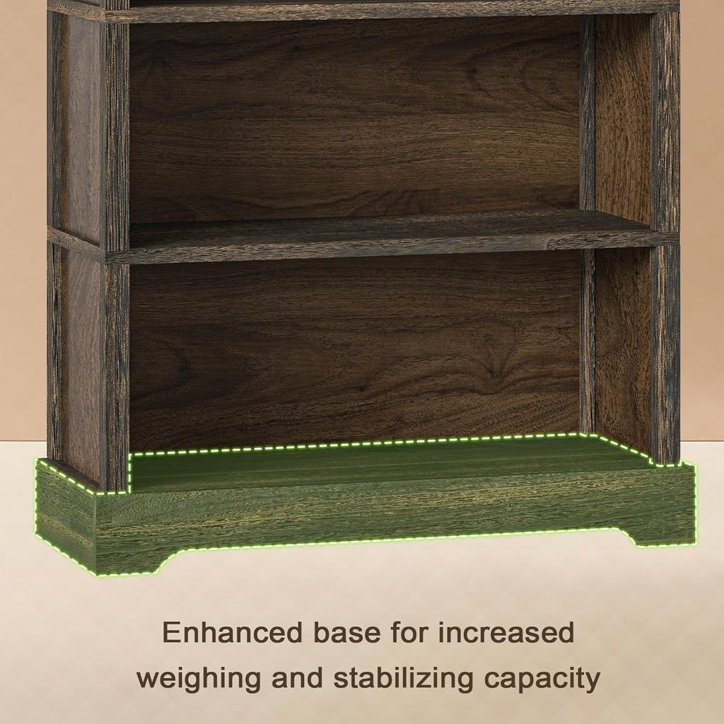 5-Tier Solid Wood Book Shelf, Floor Standing Bookcase, 65" H × 31.5" W × 11.8" D Bookshelf