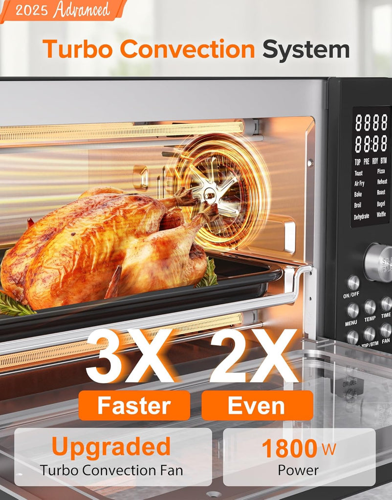 Bravo Pro Smart Air Fryer Toaster Oven Combo, Airfryer Convection Oven Countertop, 10-in-1 Functions with Quicker & Even Crisp Technology, 1800W, 50-450°F, PFAS-Free, 21QT, Black