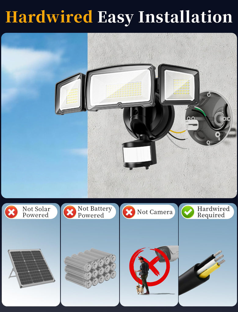 Security Lights Outdoor with Remote Control, 6500K Daylight LED Flood Light, IP66 Waterproof, Dusk to