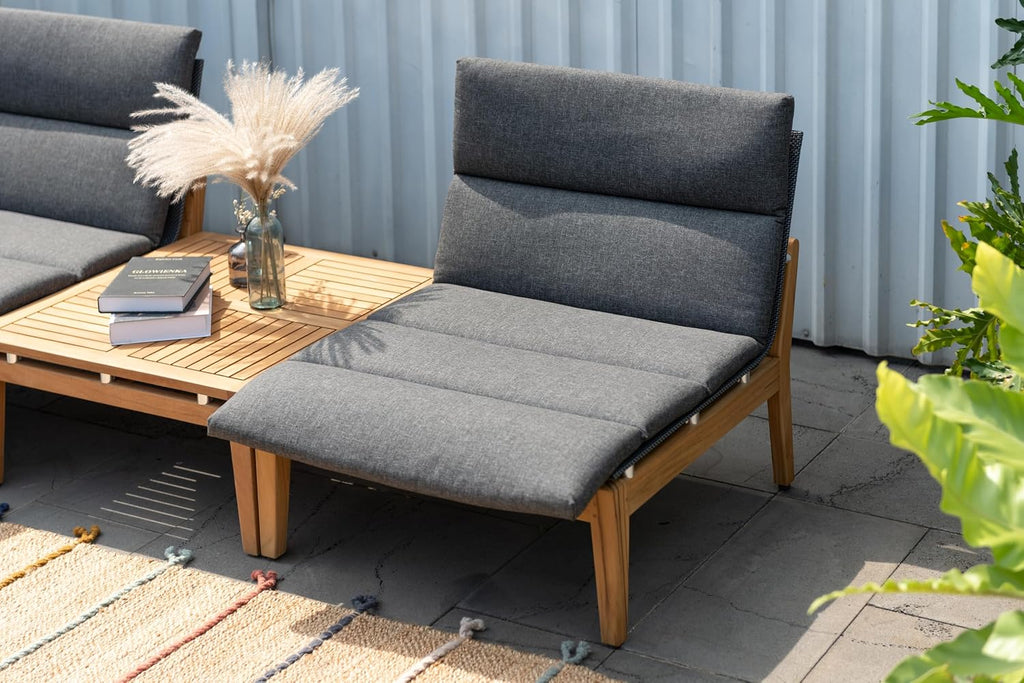 Certified Teak Wood| Durable and Ideal for Outdoors Grosseto 5-Piece Patio Sectional Set, Black