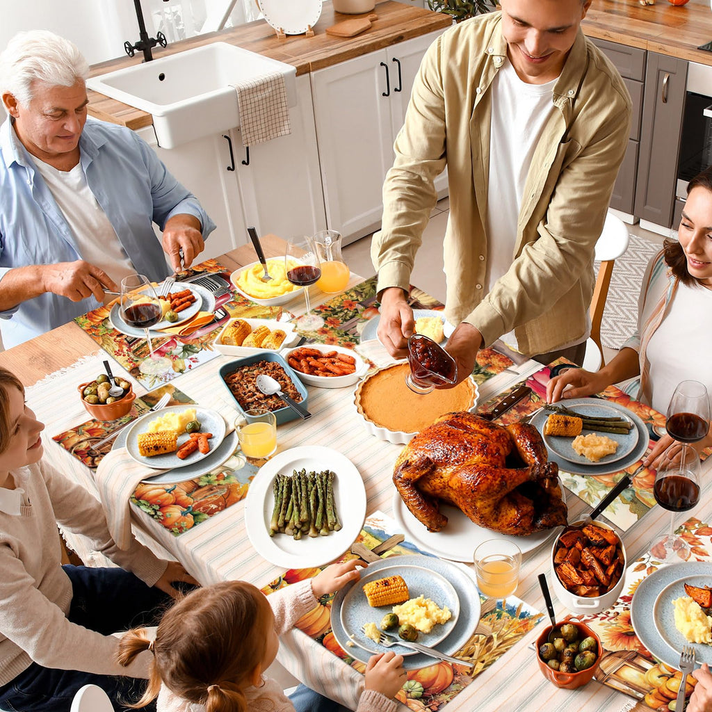Fall Placemats Set of 6 Thanksgiving Pumpkin Plastic Table Mat 17×13×0.04in