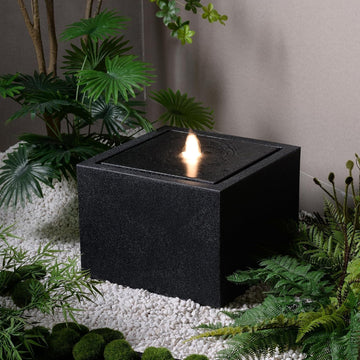12.79” H Outdoor Water Fountain Made with Eco-Friendly Recyclable Materials, Polyethylene Square Bubbler Outdoor