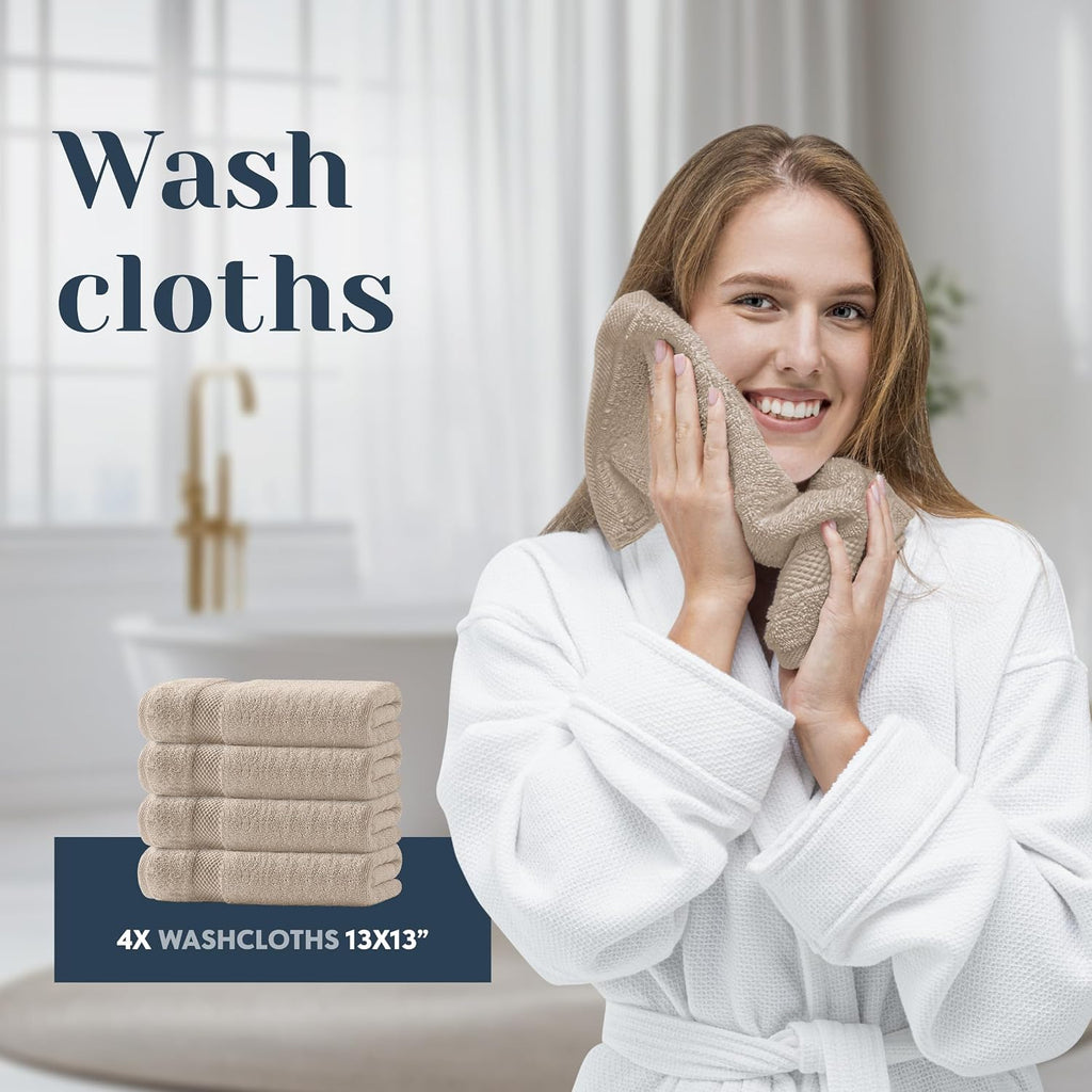Luxury Bath Towel Set of 8 Pieces - 100% Turkish Cotton Highly Absorbent Towels , 2 Luxury Bath Towels 700GSM, 2 Hand
