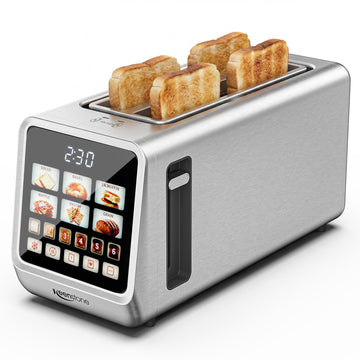 4 Slice Touch Screen Toaster with Long Wide Slots, Stainless Steel