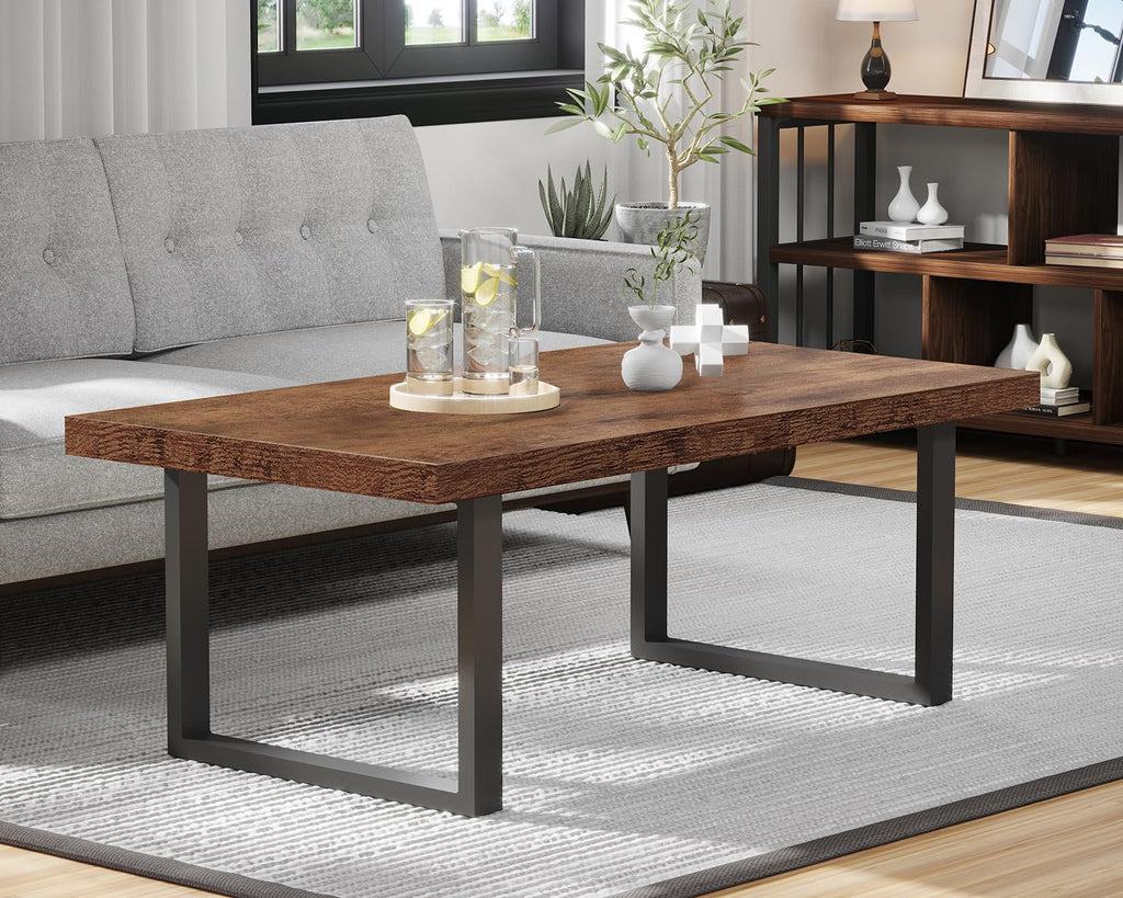 Rustic Living Room Table, Simple Industrial Rectangle Coffee Table, Modern Minimalist Farmhouse Wooden Center Table