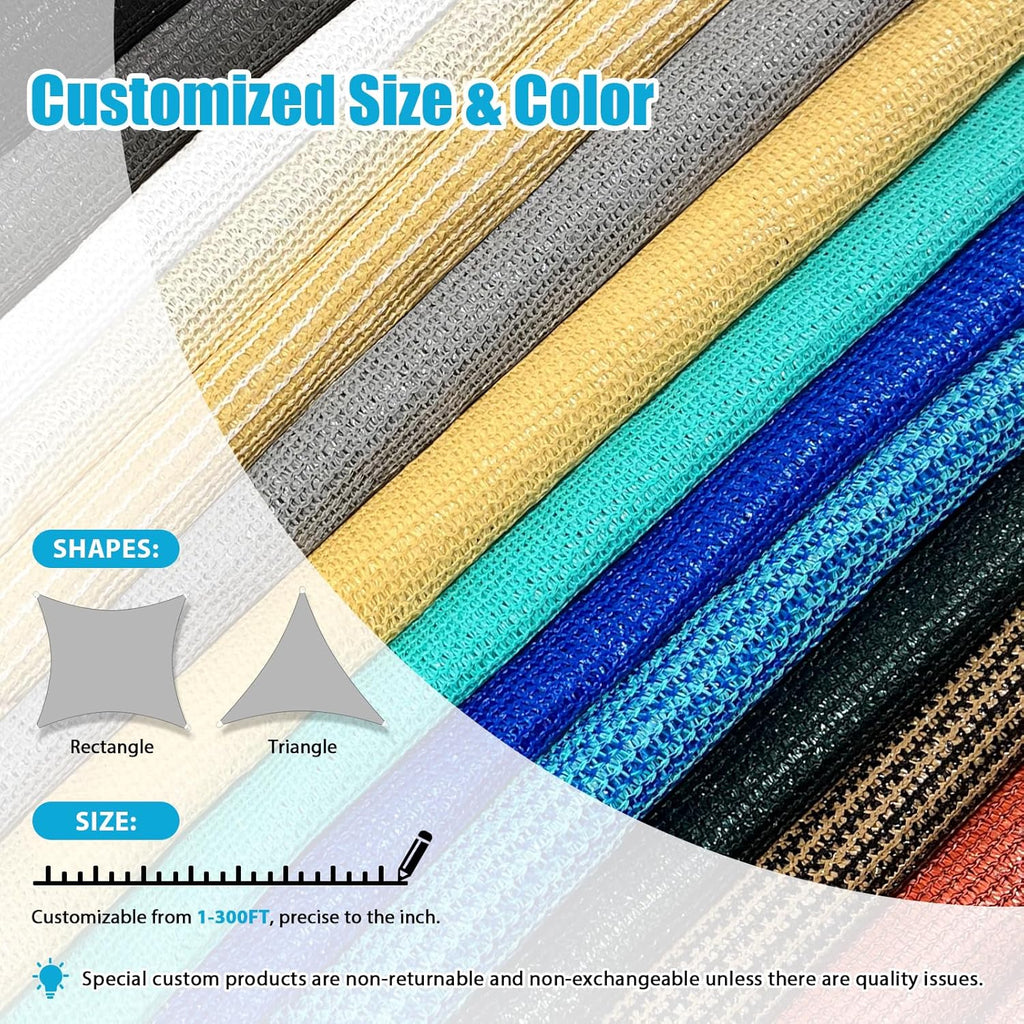 Sun Shade Sail 16'X20' Curved Edge Outdoor Shade Canopy Sand Breathable 95% UV Block Shade Cloth Garden Backyard (We