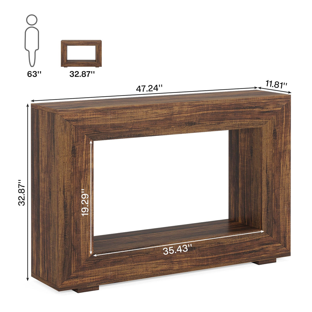 Farmhouse Console Table, 47 Inches Entryway Console Table with Storage, Industrial Hallway Accent Table, Entrance