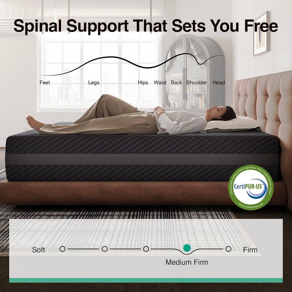 Queen Gel Memory Foam Mattress 12 Inch for Spinal Alignment | 12 Inch Queen Mattress for Responsive Support &