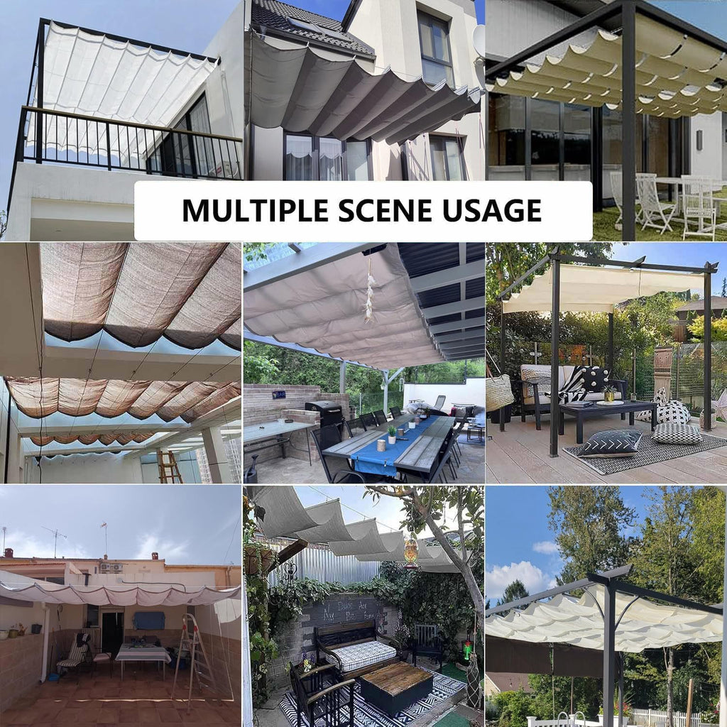 Retractable Wave Sun Shade Sail Waterproof 3x10 FT Sun Shade for Outdoor Garden UV Block Sunshade Cloth Canopy with