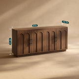 67" Arched Walnut Buffet Cabinet with Storage, Large Credenza with 4 Doors
