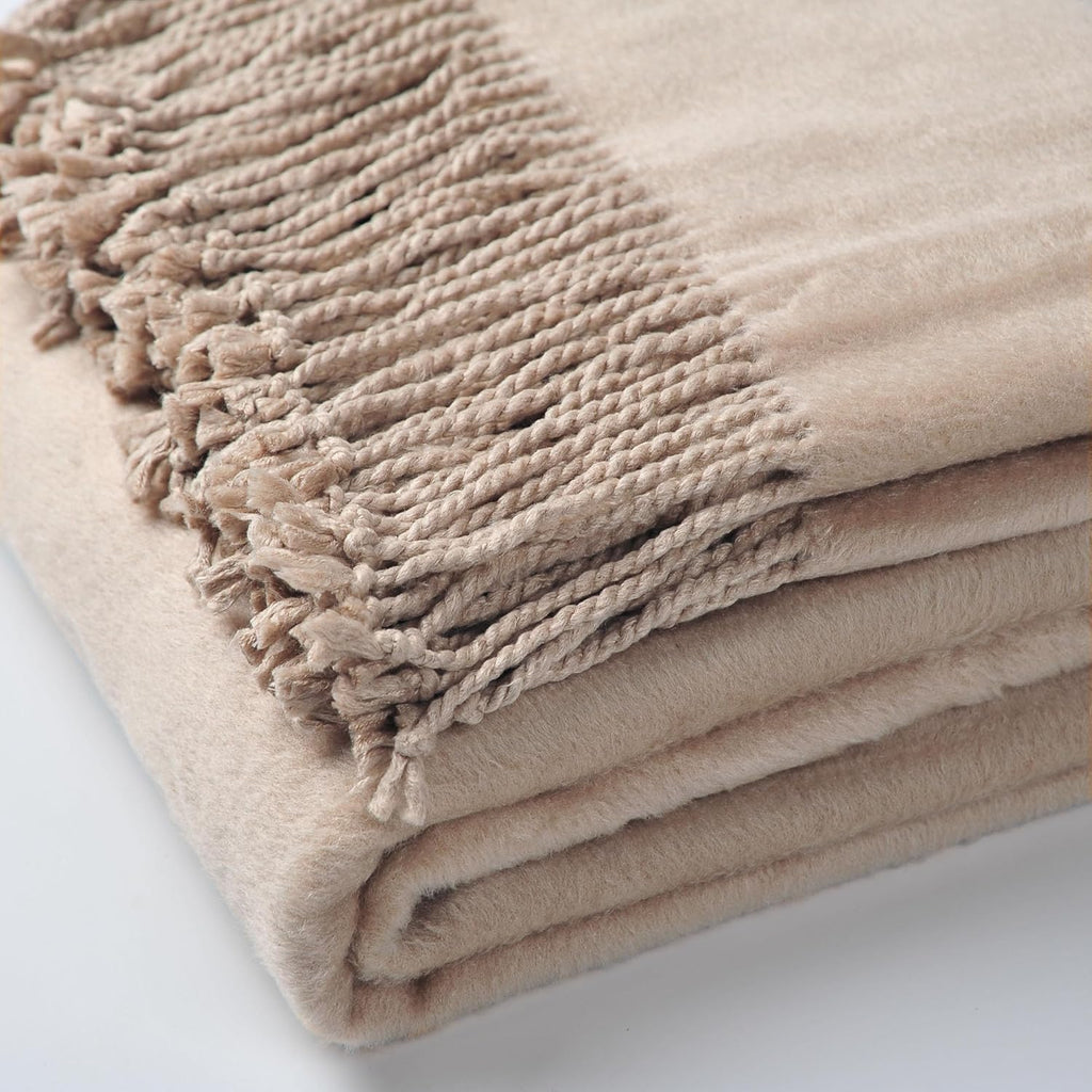 Fringed Mulberry Silk Throw Blanket