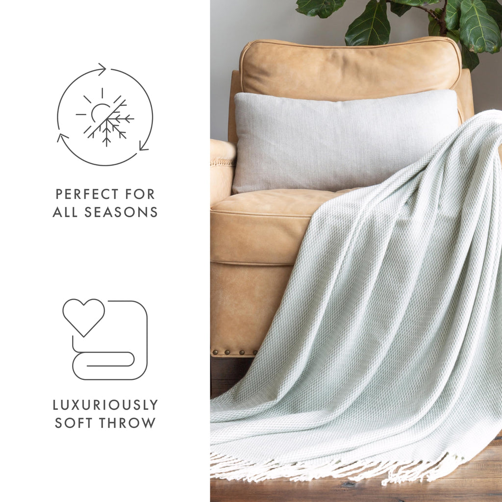 Beddings Elevate Your Comfort with Herringbone Throw Blanket - Luxurious Woven Ultra Soft Acrylic - Sized 50" W x 60"
