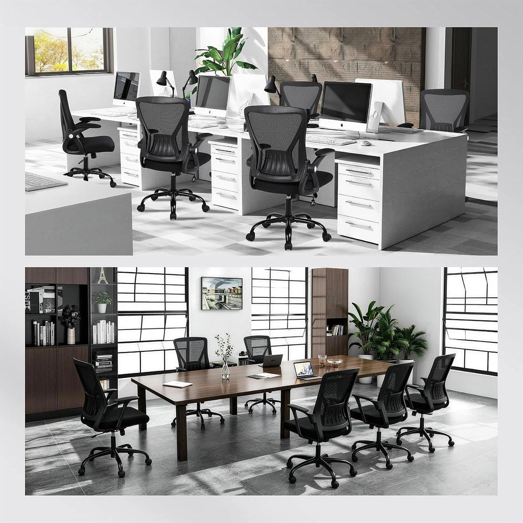 Ergonomic Swivel Desk Chair Breathable Backrest & Lumbar Support Adjustable Height Sponge Seat Rolling Wheels