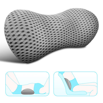 Lumbar Support Pillow Chair, Memory Foam Lumbar Pillow for Lower Back Pain Relief (Grey)