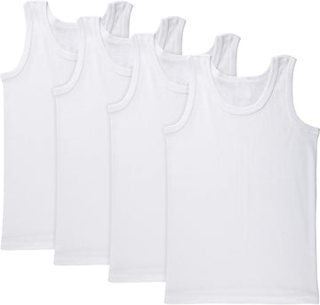 Boys Undershirt Tank Top - Tagless 100% Cotton Super Soft 4 Pack Novelty.