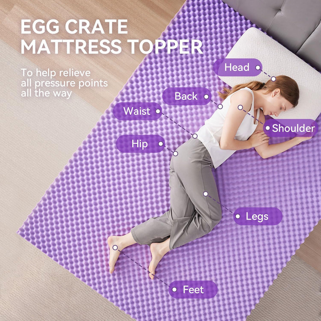 1.5 Inch Egg Crate Memory Foam Mattress Topper Queen Size, Soft Mattress Pad for Back Pain Relief, Bed Topper
