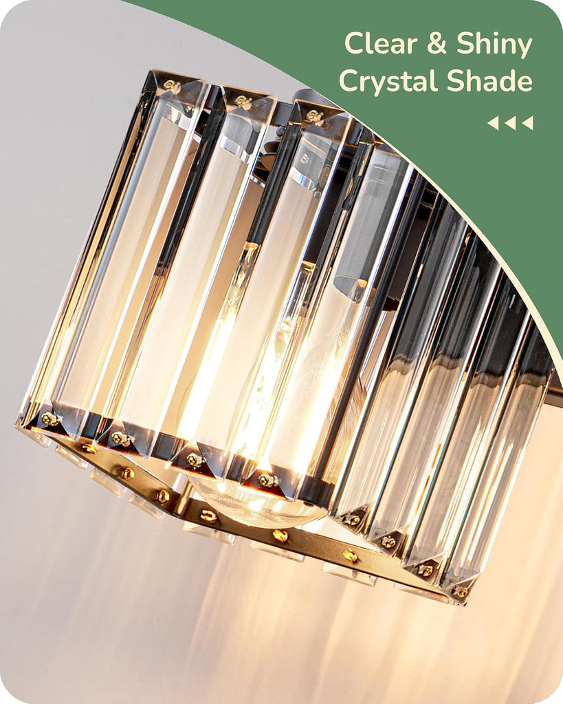 Hardwired Bathroom Light Fixtures, Modern Wall Sconces Set of Two, Crystal Bathroom Vanity Light, Indoor Lighting