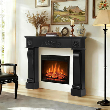 Modern Surround, Decorative Wooden Freestanding Mantel for Electric Fireplace, Waterproof & Anti-Tipping, Premium MDF