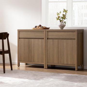 58" Fluted Buffet Cabinet with Storage, Modern Farmhouse Sideboard with Drawers & 3-Level Adjustable Shelves