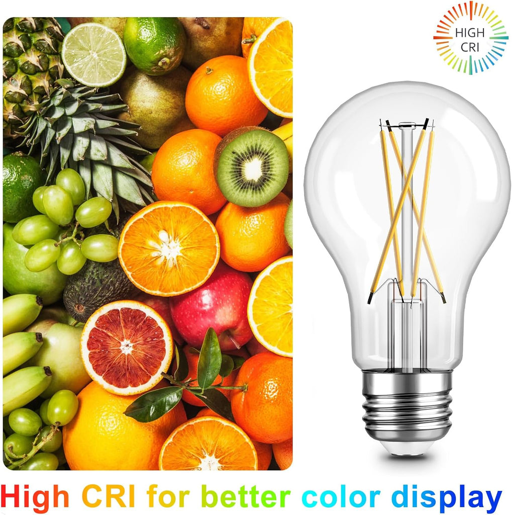 6 Pack A19 Vintage LED Edison Bulbs, Dimmable Light Bulb 60W Equivalent, High Brightness 2700K Warm White, 8W E26