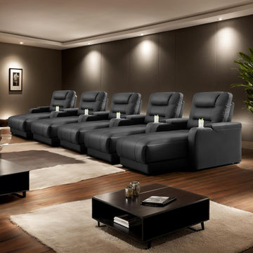Home Theater Seating Power Recliner Sofa Chair Faux Leather Gaming Couch Living Room Chair with Adjustable Backrest