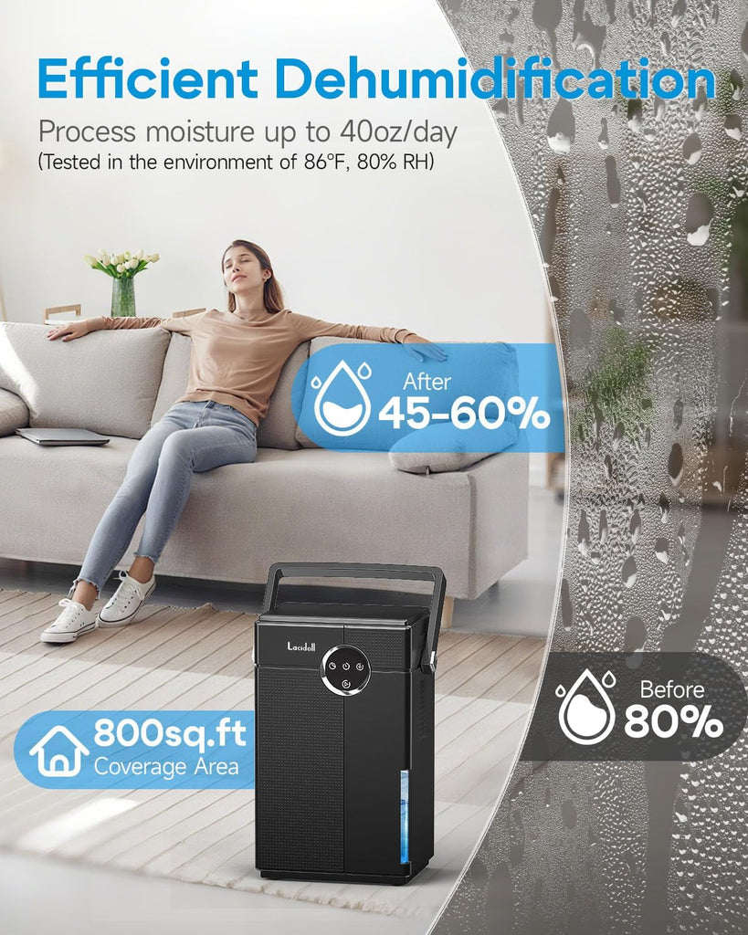 Small Dehumidifier with Drain Hose, Portable Dehumidifier for Bathroom