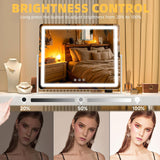 Large Vanity Mirror with Lights 34'' x 25.6'' - Touch Screen Hollywood Makeup Mirror, 3 Color Modes + Dimmable LED