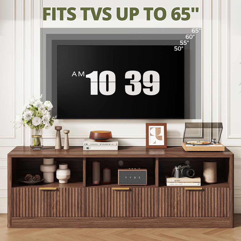 59" Fluted TV Stand for TVs Up to 65", Walnut