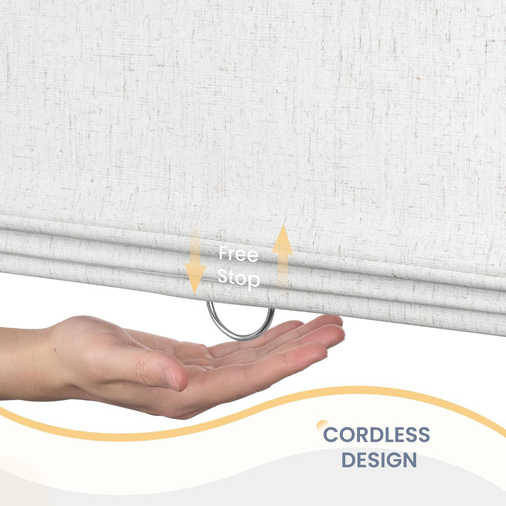 Blackout Roman Shades for Indoor Windows, Cordless Roman Blinds for Windows, Thermal Insulated Window Shades for Door