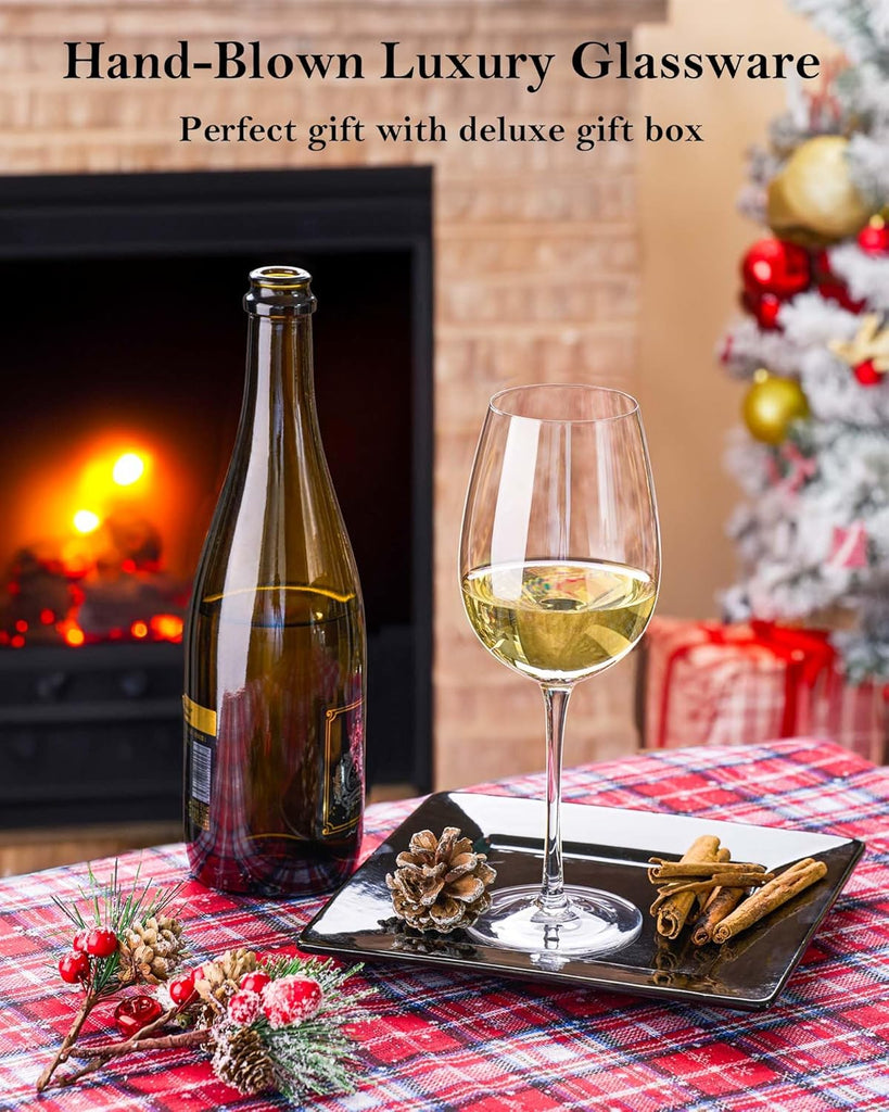 Hand Blown Italian Style Crystal White or Red Wine Glasses - Gift Packaging for Any Occasion - Lead-Free Premium