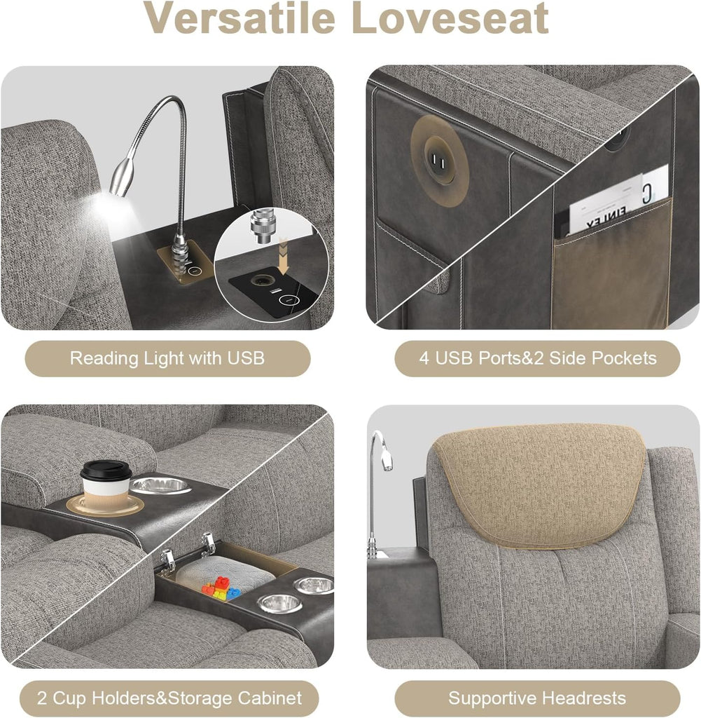 Home Theater Seating, Manual Recliner Sectional Sofa for Living Room