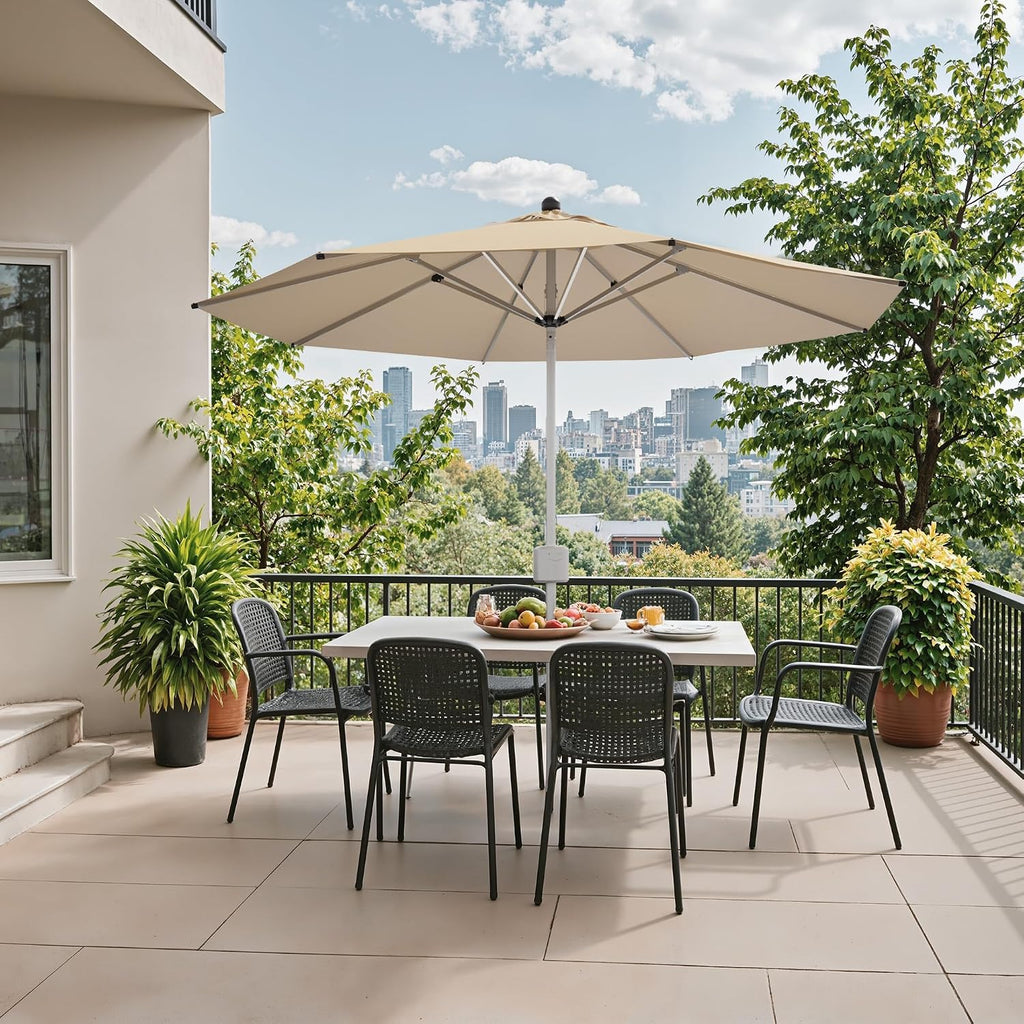 9 FT Motorized Patio Umbrella, Remote Outdoor Umbrella with Heavy Duty Aluminum Frame