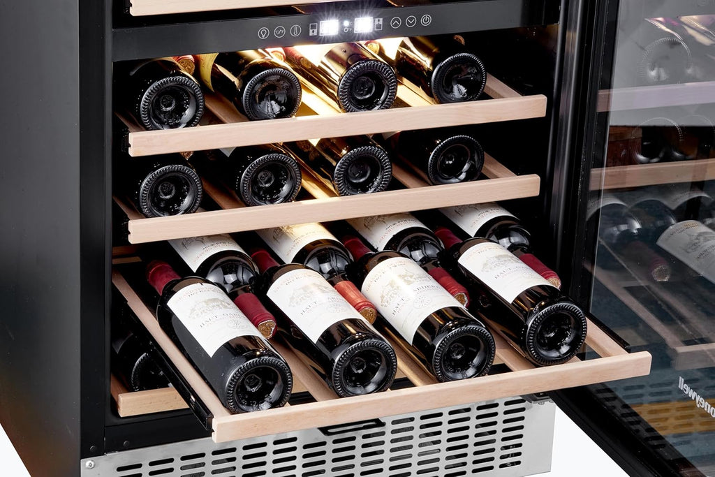 46 Bottle Dual Zone Compressor Wine Cooler Refrigerator, Large Freestanding Wine Cellar For Red, White