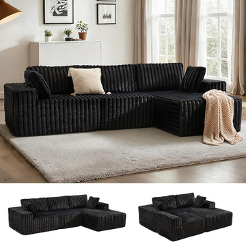 113" Boneless Sectional Couch for Living Room, L Shaped Sectional Sofa Couch with Right Chaise Longue