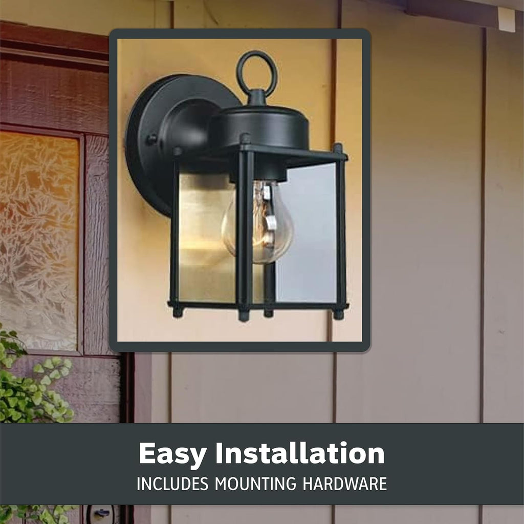 Preston Outdoor Light Fixture, 8 Inch Exterior Wall Lantern Sconce for Front Door, Patio and Porch, Black, 1161-BK